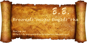 Breznyánszky Boglárka névjegykártya